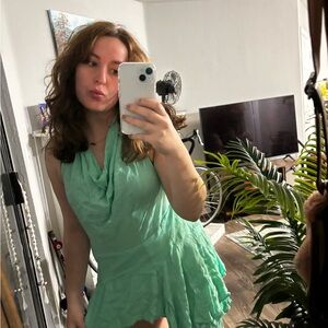 Elegant Green Halter Dress